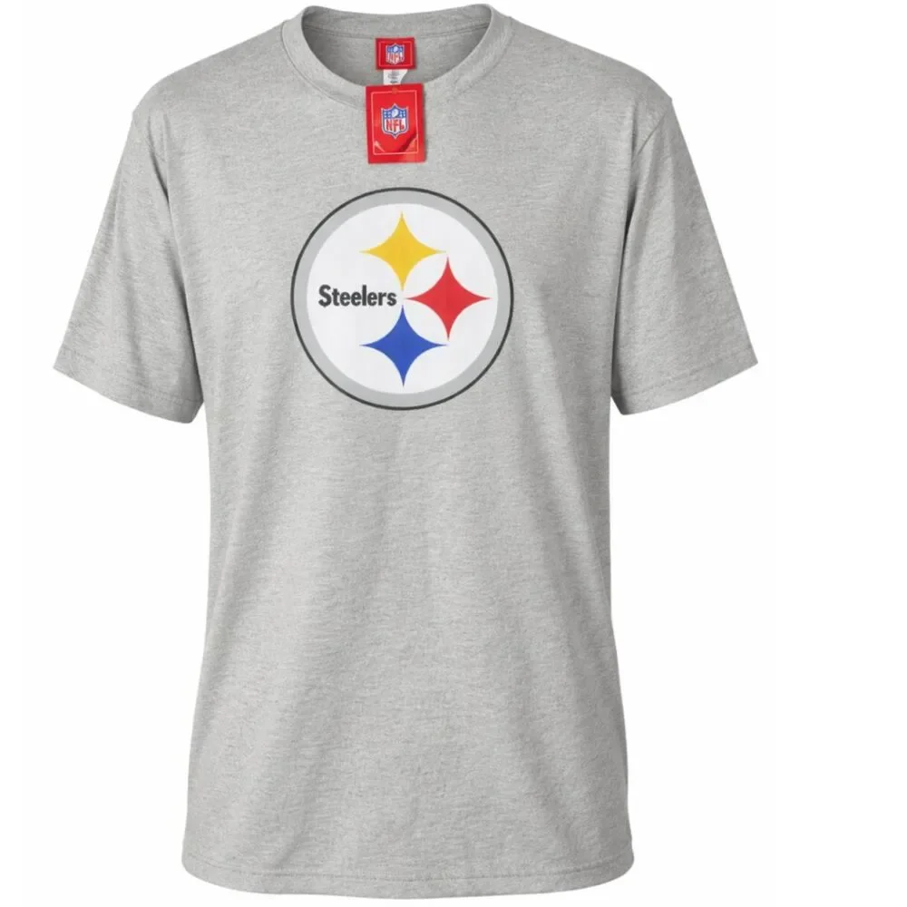 NFL Pittsburg Steelers Medium Basic Casual SS T Shirt Tee Gray Licensed NWT